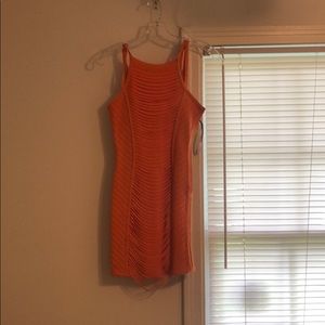 Orange fitted bandage dress